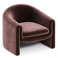 Beige Upholstered Modern Single Sofa With Curved Armrests And Comfortable Seat