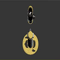 Traditional Samurai Weapon Featuring Black Scabbard Gold Accents and Sharp Blade on Reflective Surface