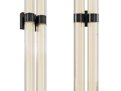 Modern Wall Sconce With Multiple Beige Textured Tubes And Black Metal Brackets 3d model