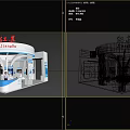 JiangSu Exhibition Booth With Curved White Blue Design Display Screens And Reception Desk