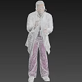 Man in White Doctor Coat Holding Stethoscope with Purple Pants and White Shoes