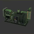 Industrial Mechanical Equipment Featuring Motor Pipes Filter Square Base And Blue Accents