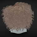 White Woman Head Model With Brown Curly Hair Against Dark Background 3d model