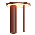 Modern Brown Table Lamp With Double Pillar Structure And Round Lampshade 3d model