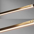 Modern Long Linear Brushed Brass Pendant Light With Sleek Illuminated Design 3d model