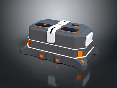 Modern Tech Component With Gray Main Body Top Orange Openings And Middle White Stripe 3d model