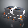 Modern Tech Component With Gray Main Body Top Orange Openings And Middle White Stripe