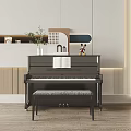 Elegant Modern Interior With Black Piano Music Sheet Piano Bench And Decorations