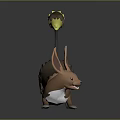 Game Movie Character With Large Ears Brown Body And Yellow Tipped Tail In Action Pose