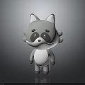 Cartoon Raccoon Character With Gray Body White Belly Cute 3D Rendered On Dark Background