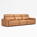 Multi Seater Brown Leather Modern Sofa With Sleek Design And Comfortable Armrests 3d model