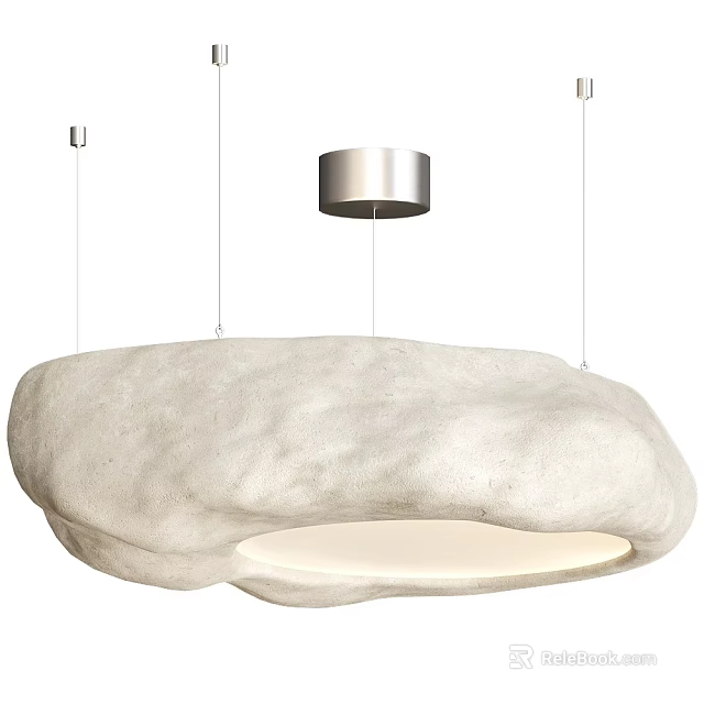 Modern Pendant Light With Irregular Stone Like Shape And Warm Bottom Glow 3d model 