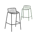 Modern Metal Wire Frame Bar Stools With Black And Green Color Designs
