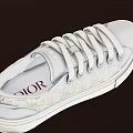 Gray Sneakers With Gold Embroidered Logo White Laces And Beige Sole