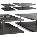 Modern Coffee Table With Black Metal Frame And Marble Tabletop For Living Room Interior
