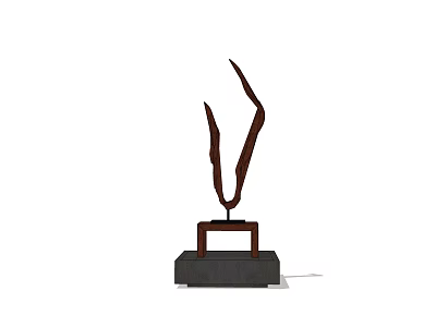 Modern Decorative Ornament Set With Metallic Curved Elements And Black Square Base 3d model