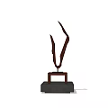 Modern Decorative Ornament Set With Metallic Curved Elements And Black Square Base