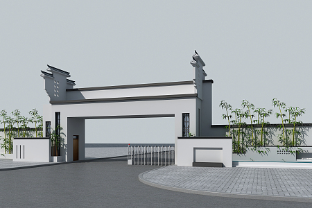 new chinese style gate 3d model