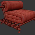 Modern Gray Fabric Single Sofa With Metal Pipe Frame And Curved Design Structure