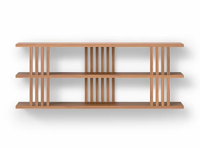 Minimalist Wooden Wall Shelf With Three Open Tiers And Sleek Structure 3d model