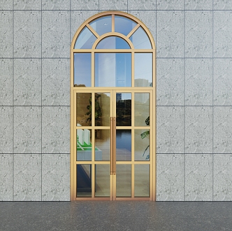 Golden Swing Door Opposition Bronze Door 3d model