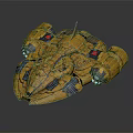 Yellow Futuristic Spaceship With Detailed Texture And Cosmic Exploration Design Features