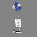 Inflatable Decorations With Blue White Balloons Display Board And Potted Plant