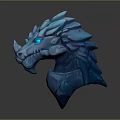 Blue Dragon Head Game Movie Character With Stone Like Texture And 3D Model Design