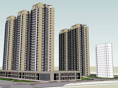 Modern High Rise Residential Buildings With Exterior Architecture And Ground Floor Design 3d model