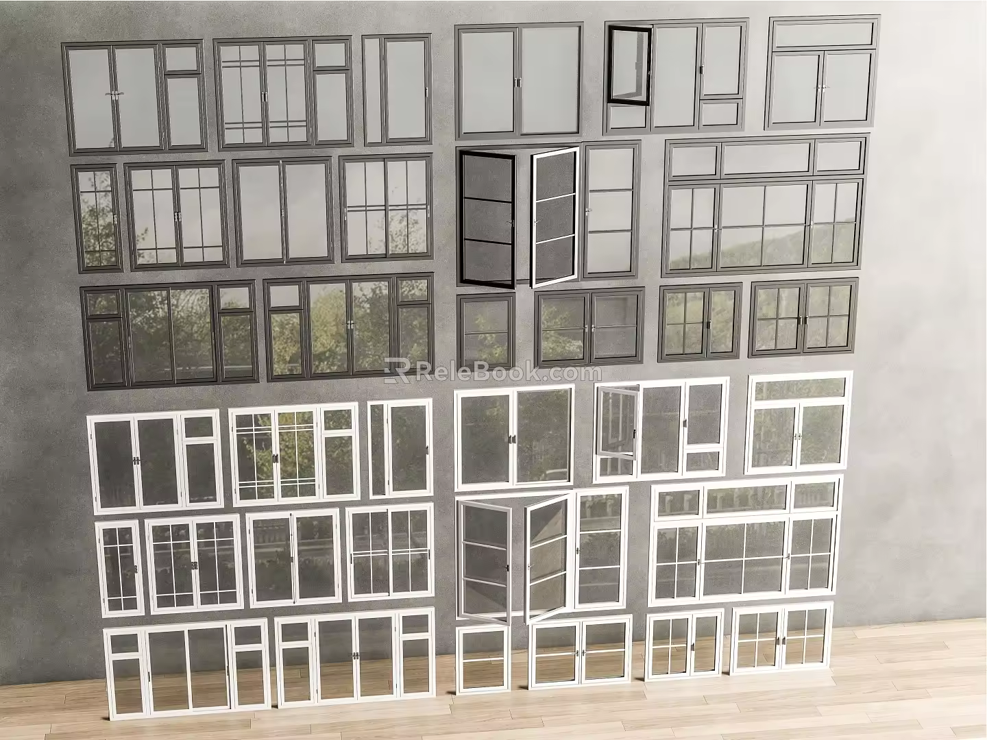 Modern window combination window glass window floor-to-ceiling window balcony window bay window bedroom window casement window door and window stainless steel sliding window 3d model