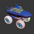 Playful Children's Blue Shark Shaped Toy Car With Big White Wheels