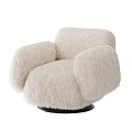 Cozy Fluffy Light Gray Single Sofa With Swivel Base And Armrests