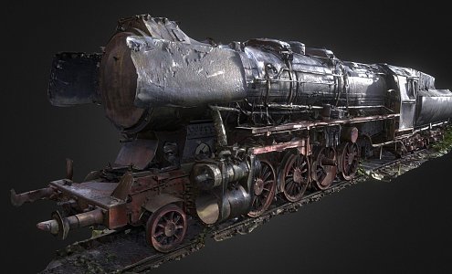 abandoned rusty steam locomotive 3d model