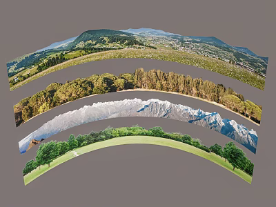 Scenic Garden Landscape With Rolling Mountains Lush Forests Green Lawns And Natural Views 3d model
