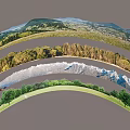 Scenic Garden Landscape With Rolling Mountains Lush Forests Green Lawns And Natural Views