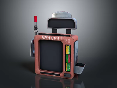 Red Slot Machine With WIN BET 20 Display Indicator Light And Colorful Buttons 3d model