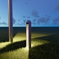 Outdoor Lights Standing on Green Grassland with Cloudy Sky Tall and Short Metal Pole Design