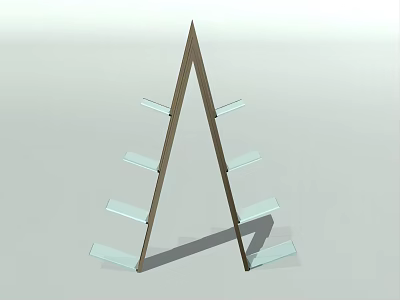 Modern A Shaped Bookcase With Glass Shelves And Wooden Frame Contemporary Style 3d model