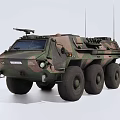 Military Armored Functional Vehicle With Camouflage Paint Six Wheeled Design And Roof Turret