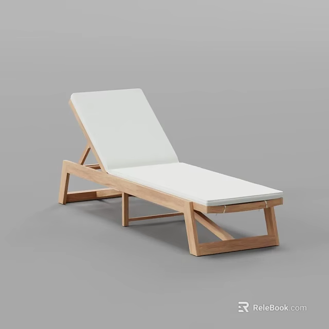 Modern Wooden Frame Lounge Chair With White Cushion And Minimalist Design 3d model 