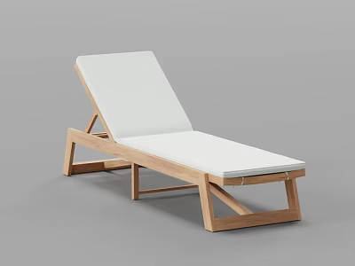 Modern Wooden Frame Lounge Chair With White Cushion And Minimalist Design 3d model