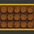 Orange Cup Shaped Pastries Arranged In Yellow Tray With Glossy Surface