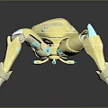 Futuristic Golden Mechanical Spider With Teal Accents And Reflective Surface