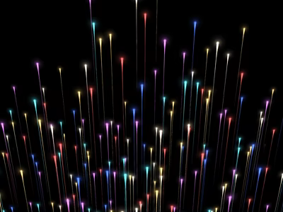 Colorful Slender Decorative Lights Brightly Illuminated on Black Background Design 3d model