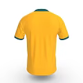 Yellow Sports Jersey With Green Collar Cuffs And World Cup Australia Logos