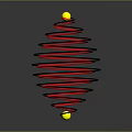 Decorative Household Item With Spiral Structure Red And Black Lines And Yellow Spheres Design