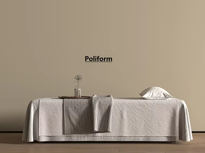 Stylish Massage Bed With Light Colored Sheet Folded Towels And Vase On Wooden Floor 3d model