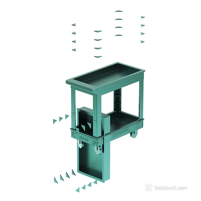 Green Mobile Trolley With Shelves And Wheels For Easy Movement 3d model
