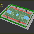 Well Designed Basketball Gymnasium Interior With Green Court Red Area And Basketball Hoops
