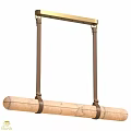 Modern Hanging Chandelier With Marble Cylinder And Brown Leather Straps